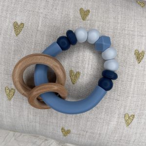 Bijtspeeltje halve siliconen ring - blauw