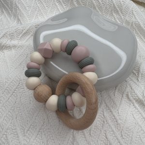 Bijtring soft roze - zeegras