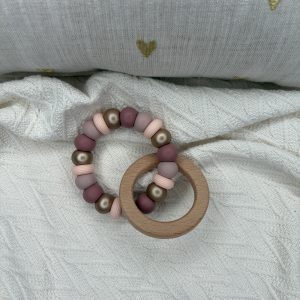 Bijtring oud roze - goud